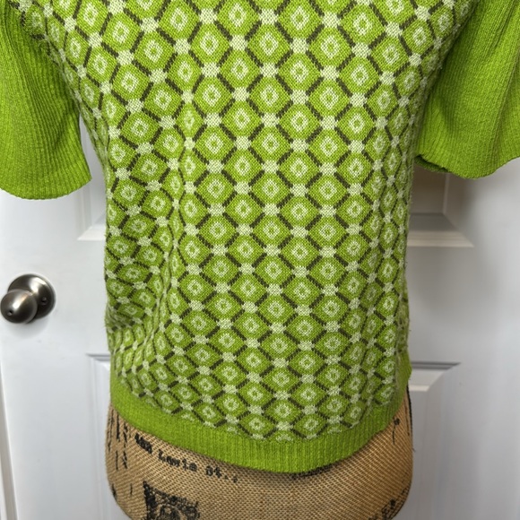 Vintage Y2K Mudd Juniors M Green Argyle Plaid Collared Short Sleeve Polo Top - Picture 7 of 9